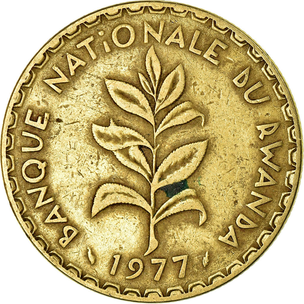 Coin, Rwanda, 50 Francs, 1977, Paris, EF(40-45), Brass, KM:16