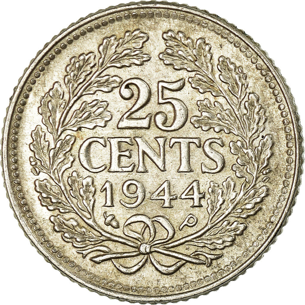 Monnaie, Pays-Bas, Wilhelmina I, 25 Cents, 1944, SUP, Argent, KM:164
