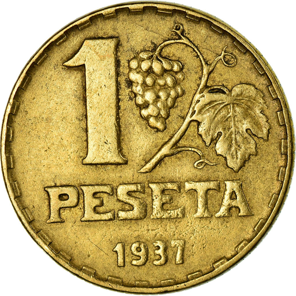 Coin, Spain, Peseta, 1937, Madrid, EF(40-45), Brass, KM:755
