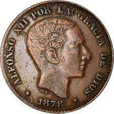 Monnaie, Espagne, Alfonso XII, 10 Centimos, 1878, Madrid, TTB, Bronze, KM:675