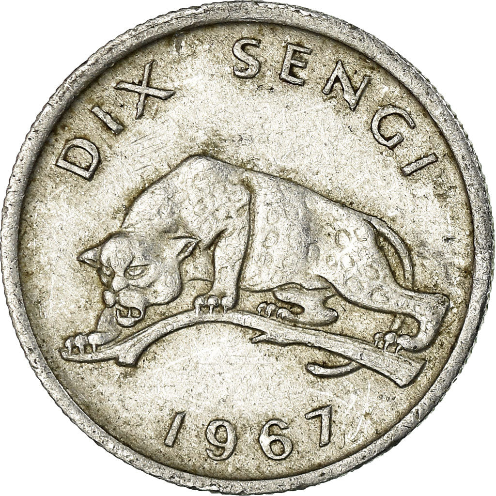 Coin, CONGO, DEMOCRATIC REPUBLIC, 10 Sengis, 1967, Paris, VF(30-35), Aluminum