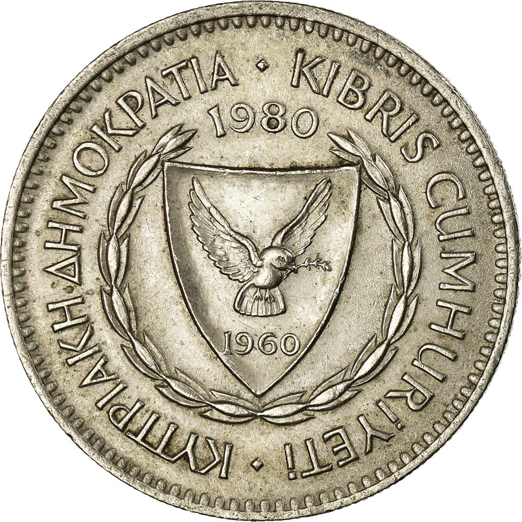 Coin, Cyprus, 50 Mils, 1980, EF(40-45), Copper-nickel, KM:41