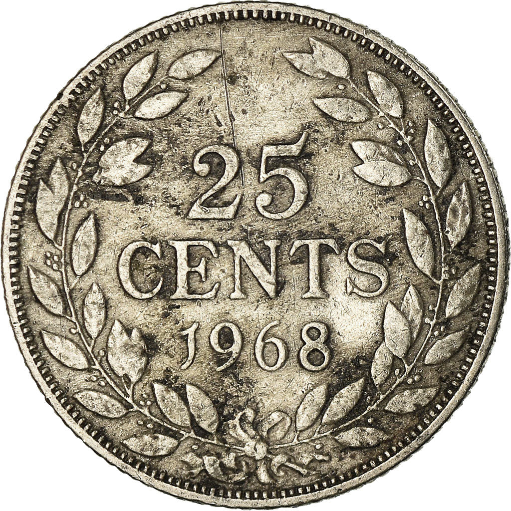 Coin, Liberia, 25 Cents, 1968, VF(30-35), Copper-nickel, KM:16a.2