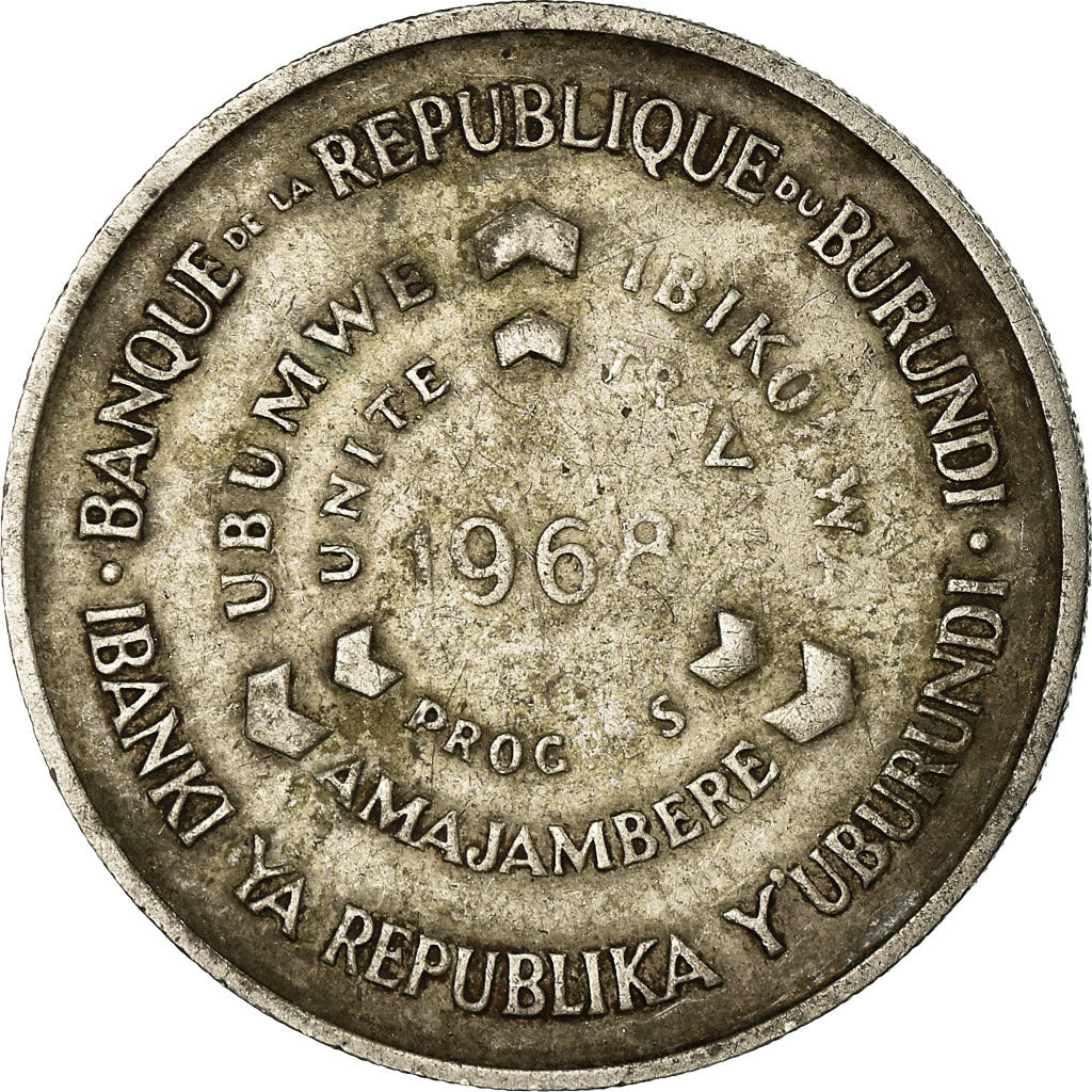 Coin, Burundi, 10 Francs, 1968, VF(20-25), Copper-nickel, KM:17