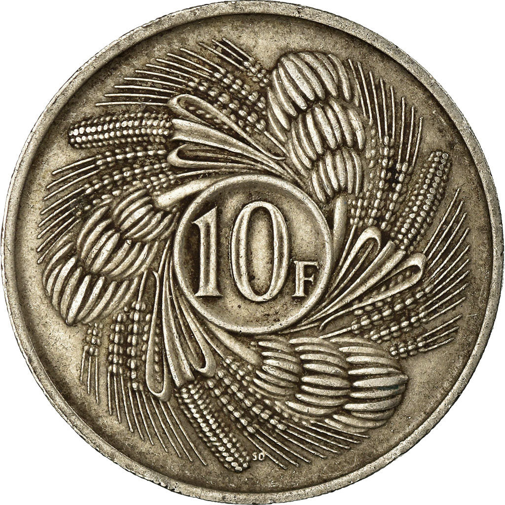 Coin, Burundi, 10 Francs, 1968, EF(40-45), Copper-nickel, KM:17