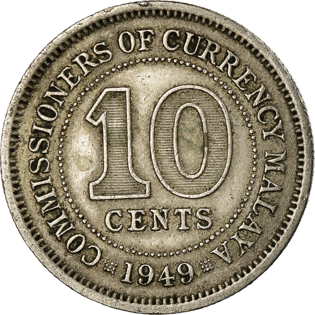 Coin, MALAYA, 10 Cents, 1949, EF(40-45), Copper-nickel, KM:8