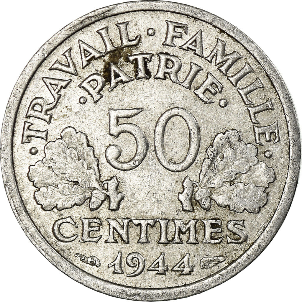 Moneta, Francia, Bazor, 50 Centimes, 1944, Castelsarrasin, BB, Alluminio
