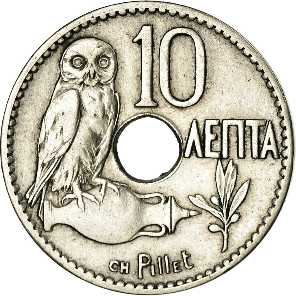 Coin, Greece, George I, 10 Lepta, 1912, AU(55-58), Nickel, KM:63