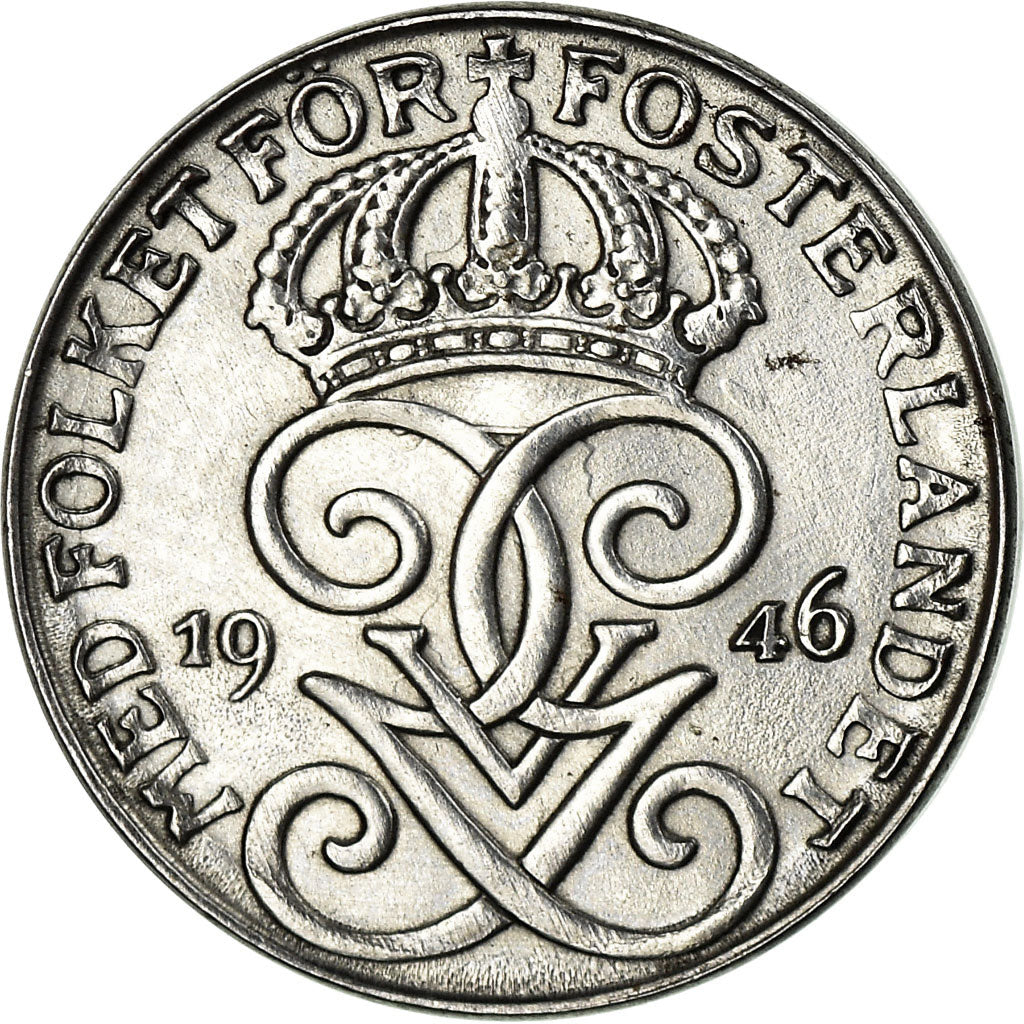 Coin, Sweden, Gustaf V, Ore, 1946, AU(55-58), Iron, KM:810