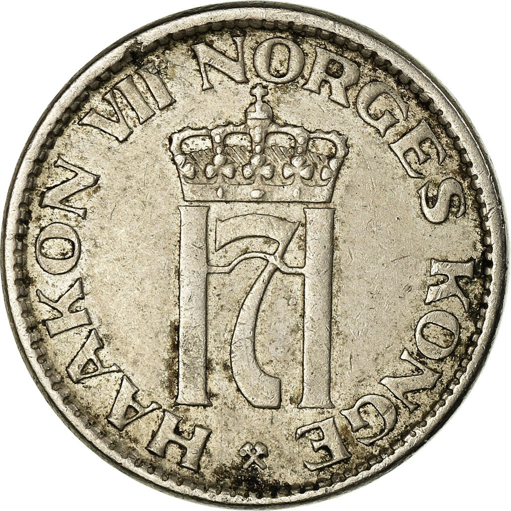 Munten, Noorwegen, Haakon VII, 50 Öre, 1956, FR+, Copper-nickel, KM:402
