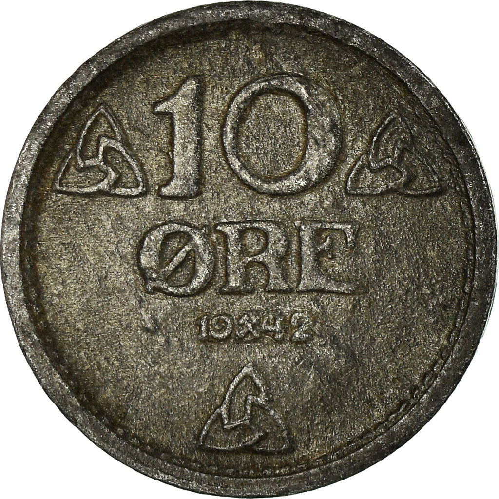 Coin, Norway, Haakon VII, 10 Öre, 1942, EF(40-45), Zinc, KM:389