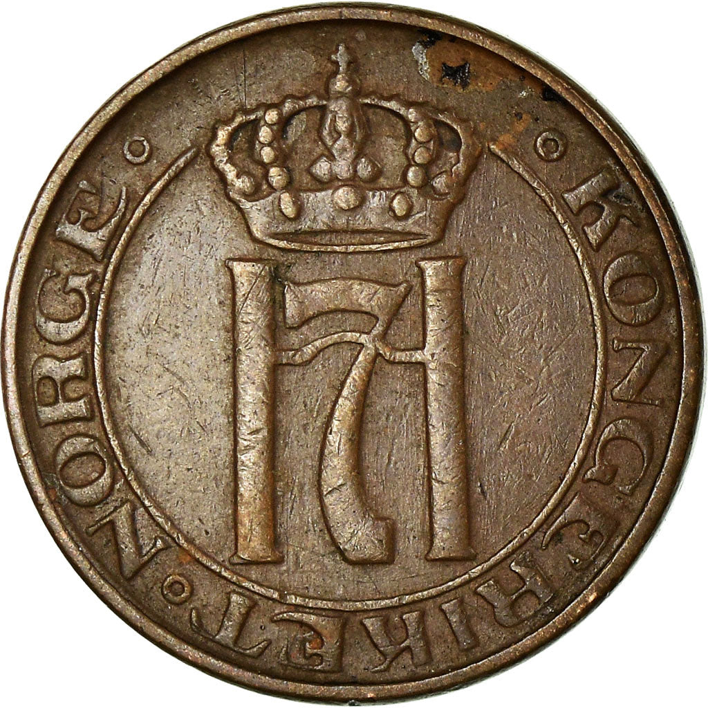Moneda, Noruega, Haakon VII, Ore, 1935, MBC, Bronce, KM:367