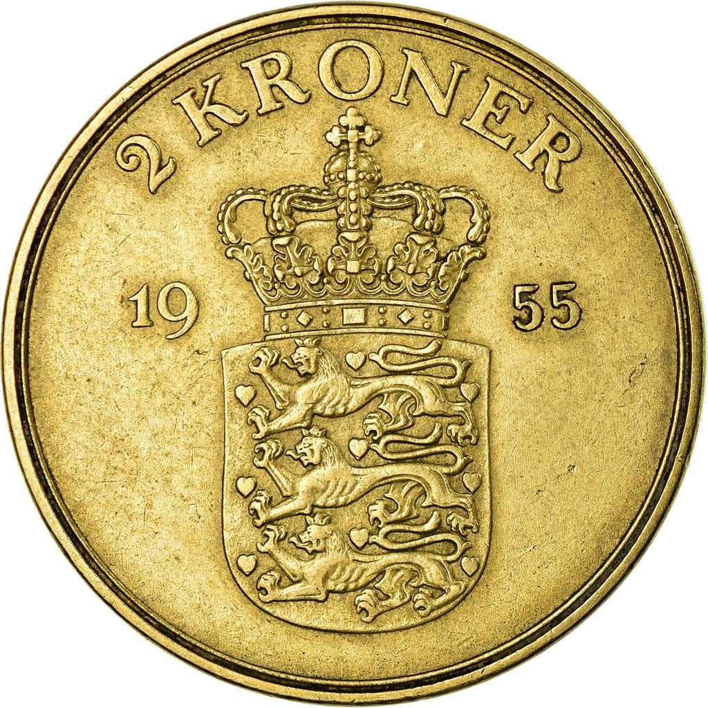 Coin, Denmark, Frederik IX, 2 Kroner, 1955, Copenhagen, EF(40-45)