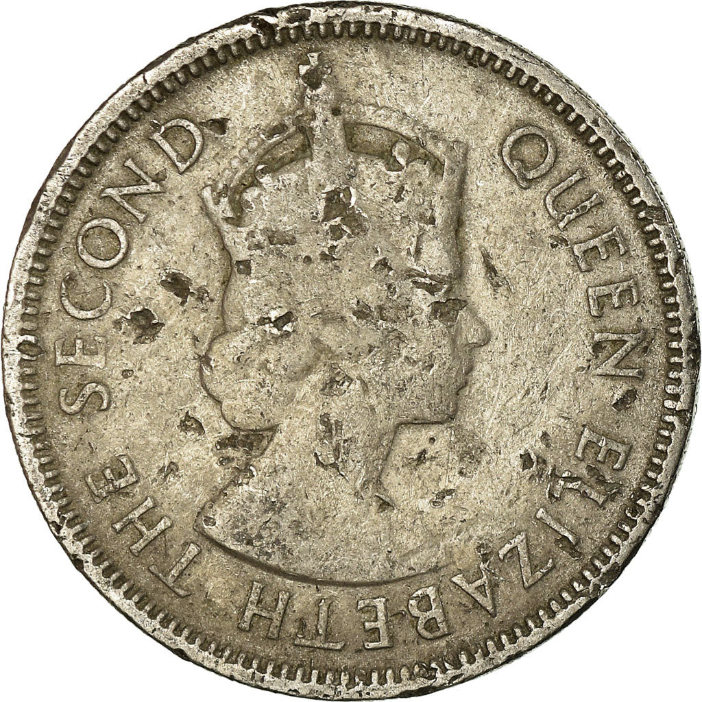 Coin, Seychelles, 1/2 Rupee, 1954, British Royal Mint, VF(30-35), Copper-nickel