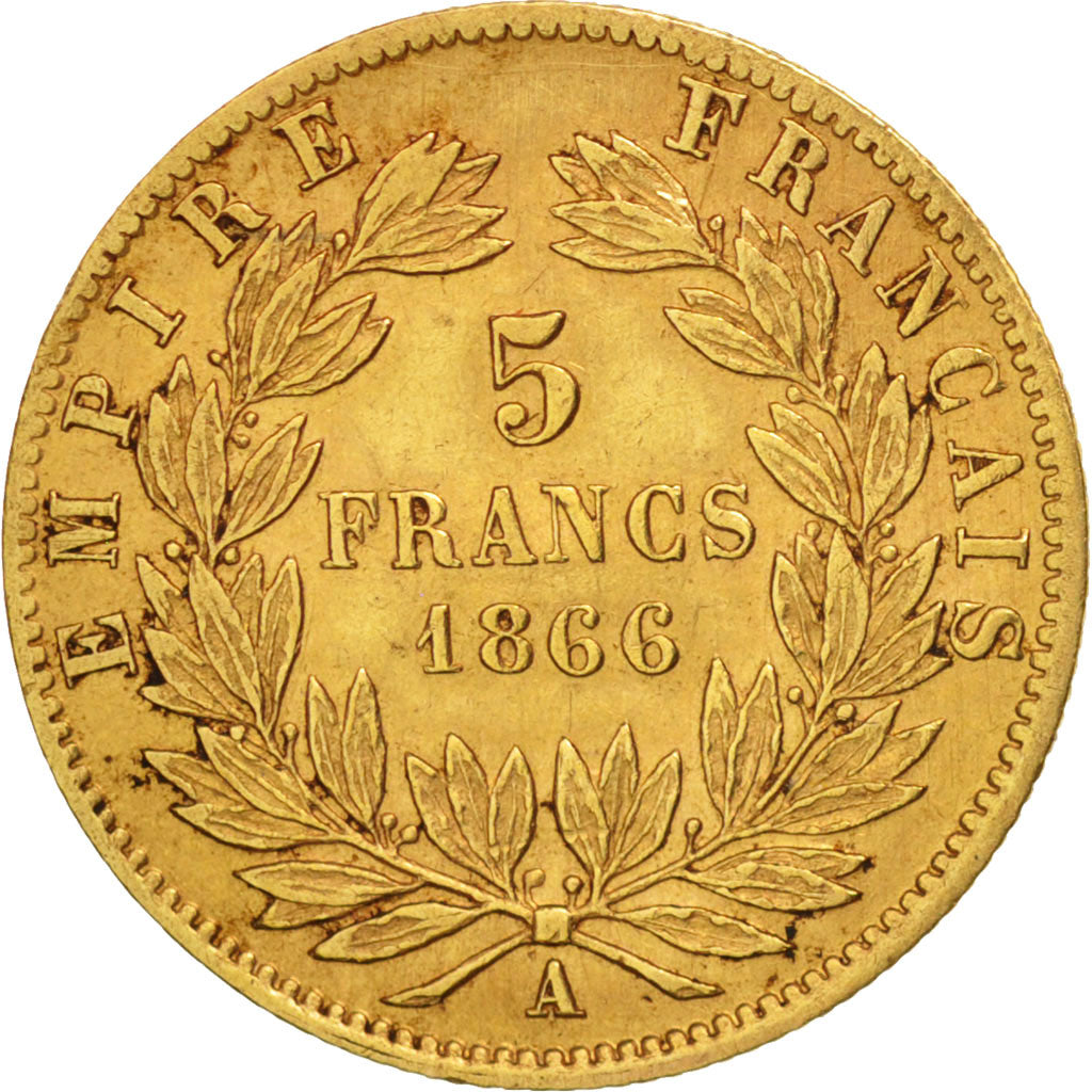 France, 5 Francs, 1866, Paris, EF(40-45), Gold, KM:803.1, Gadoury:1002
