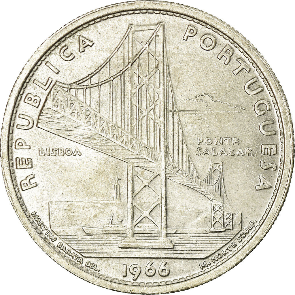 Coin, Portugal, 20 Escudos, 1966, Lisbon, AU(55-58), Silver, KM:592