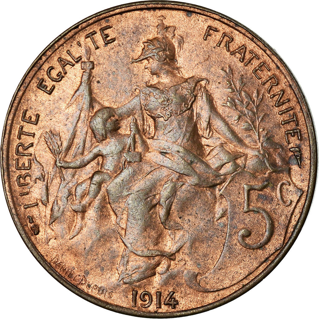 Münze, Frankreich, Dupuis, 5 Centimes, 1914, Paris, SS+, Bronze, KM:842