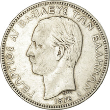 Coin, Greece, George I, 5 Drachmai, 1876, Paris, VF(30-35), Silver, KM:46