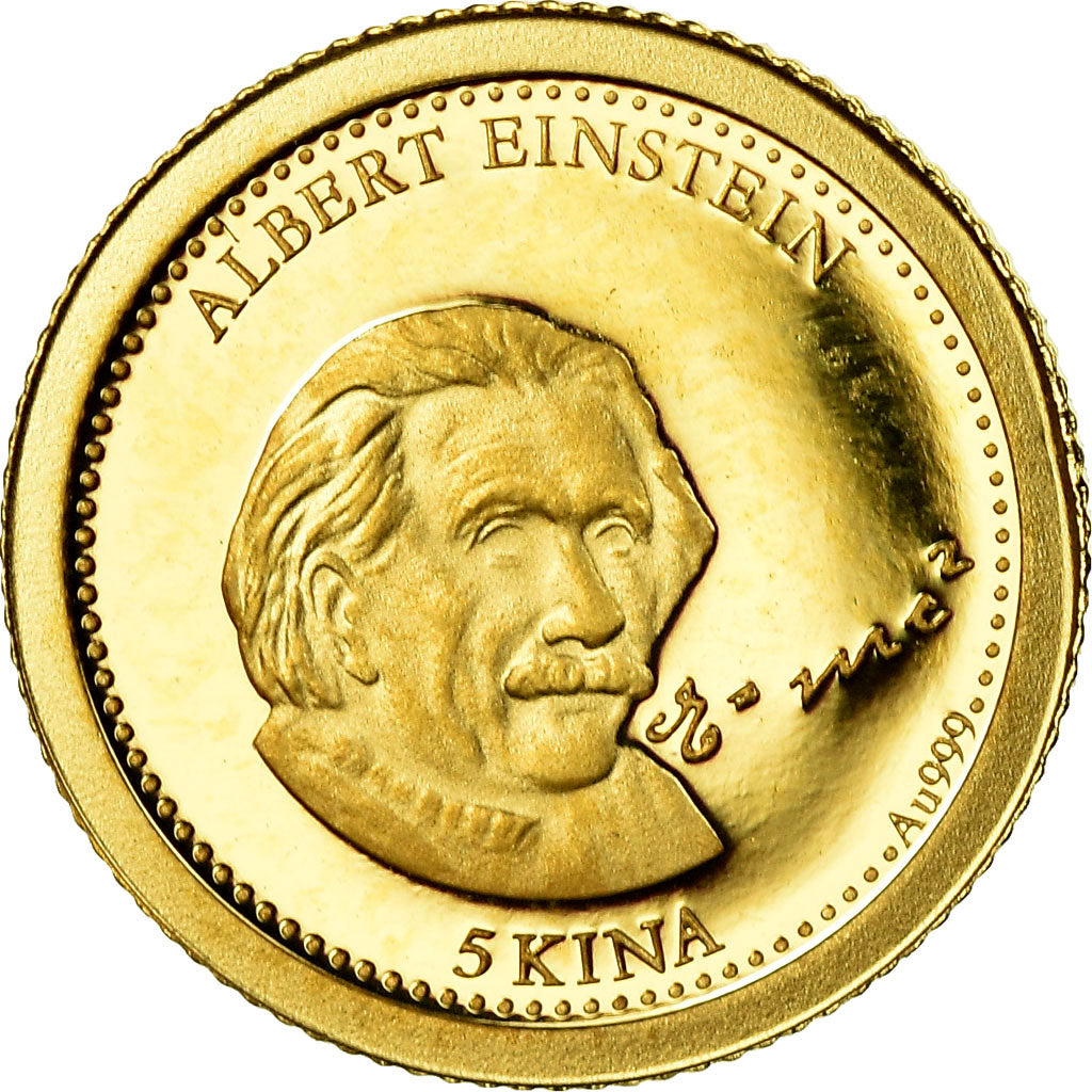 Coin, Papua New Guinea, 5 Kina, 2013, Albert Einstein, MS(65-70), Gold, KM:New