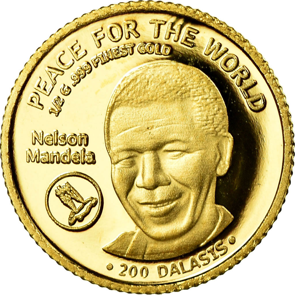 Coin, GAMBIA, THE, 200 Dalasis, 2014, Nelson Mandela, MS(65-70), Gold