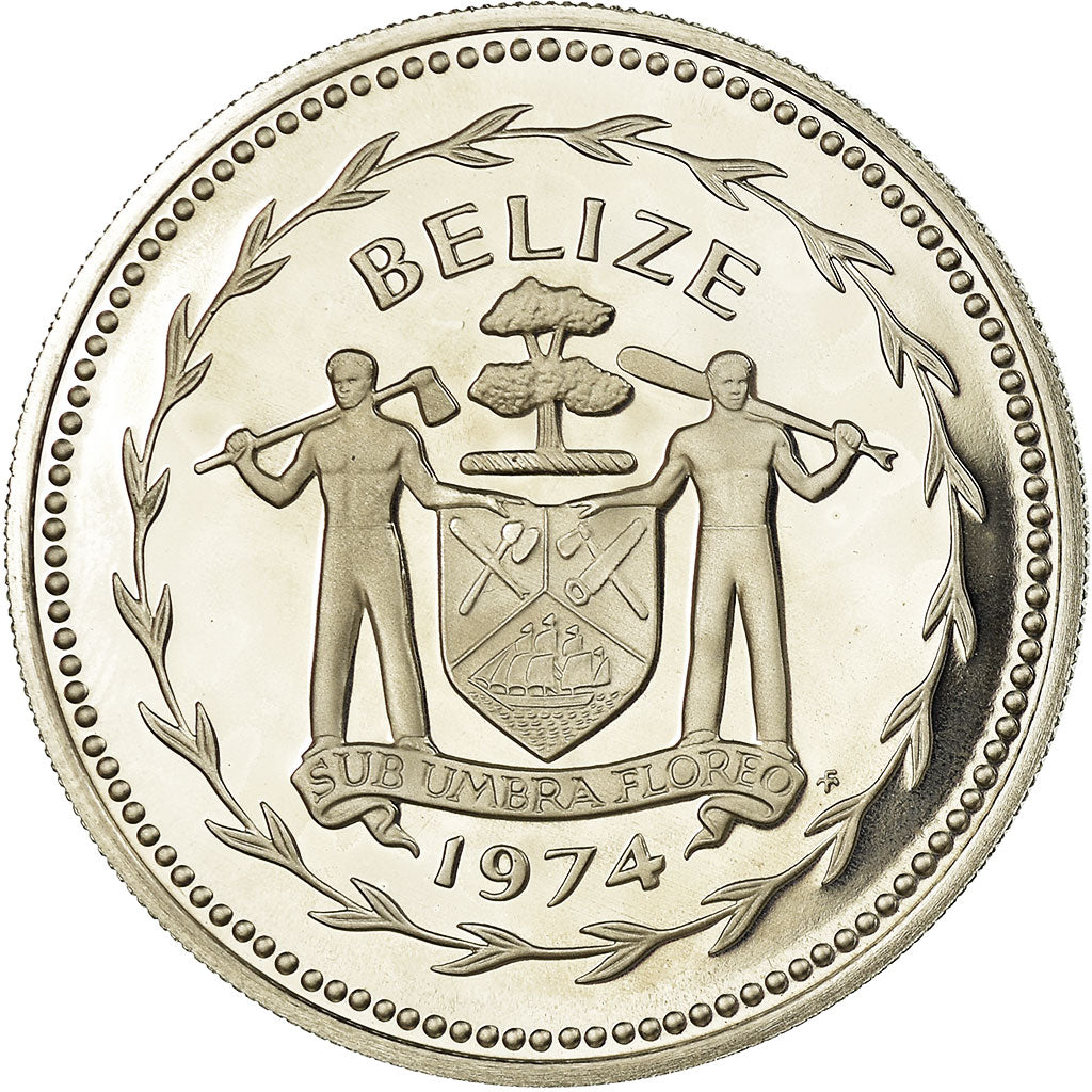Moneta, Belize, 10 Dollars, 1974, Franklin Mint, Proof, FDC, Argento, KM:45a