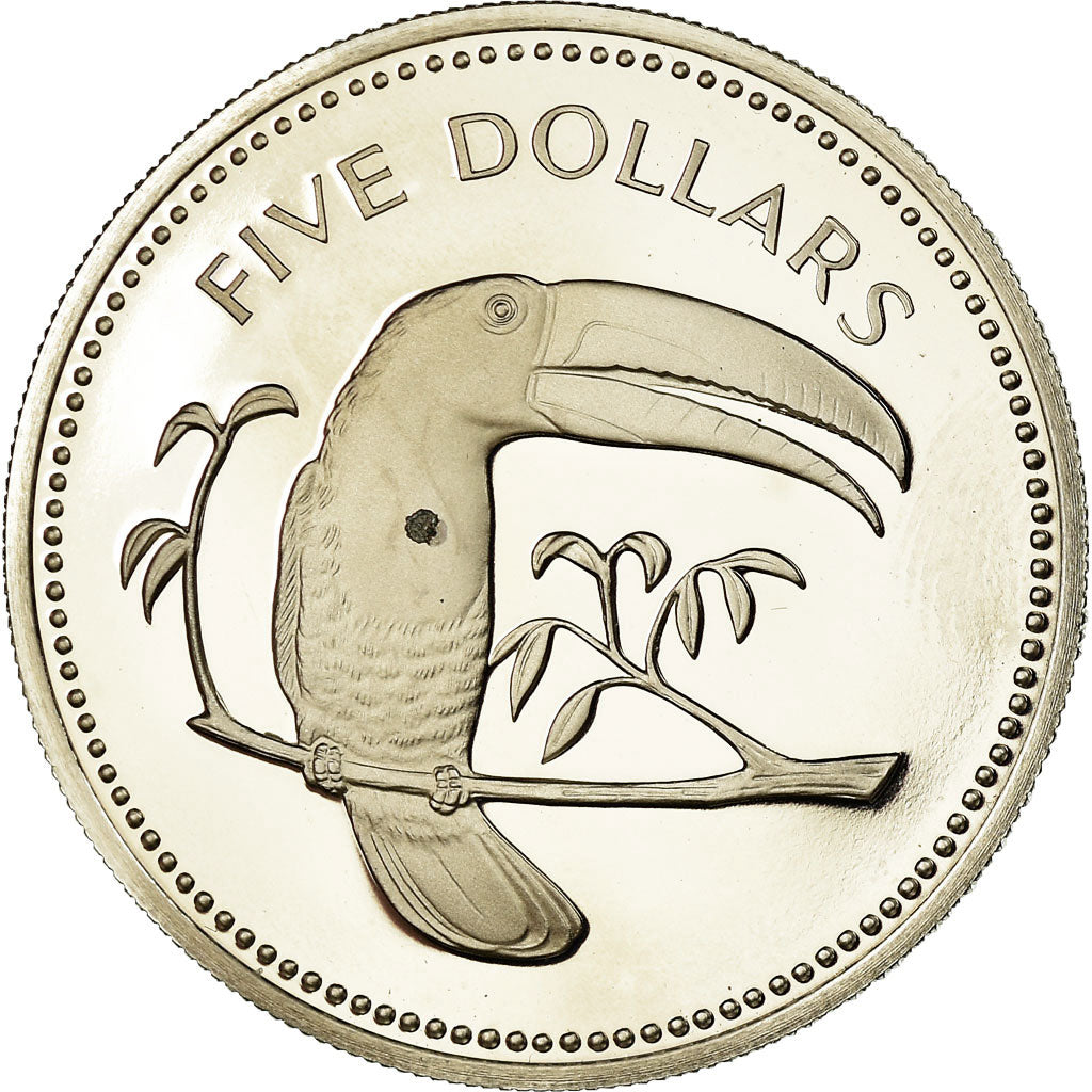 Moneta, Belize, 5 Dollars, 1974, Franklin Mint, Proof, FDC, Argento, KM:44a