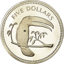 Moneta, Belize, 5 Dollars, 1974, Franklin Mint, Proof, FDC, Argento, KM:44a