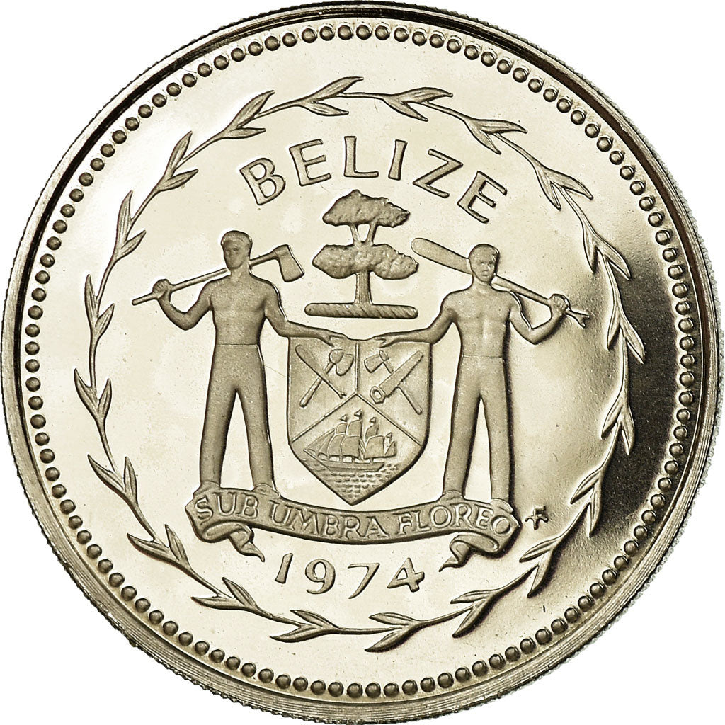 Moneta, Belize, 50 Cents, 1974, Franklin Mint, Proof, FDC, Argento, KM:42a