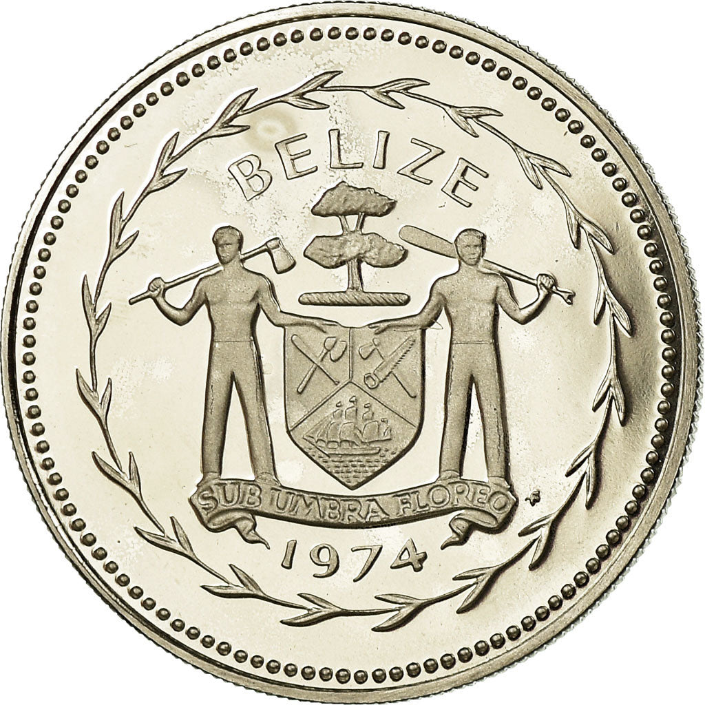 Moneta, Belize, 25 Cents, 1974, Franklin Mint, Proof, FDC, Argento, KM:41a