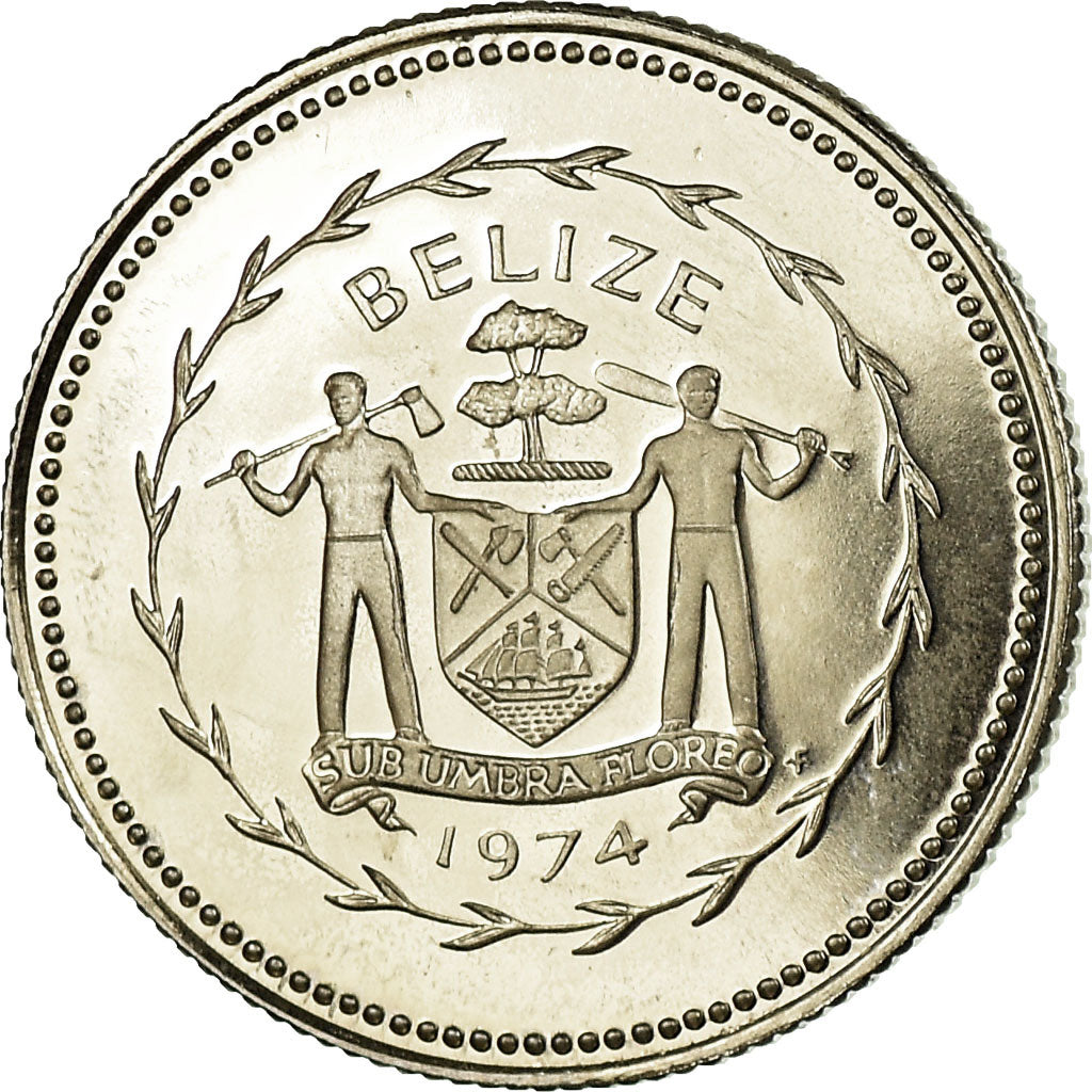Coin, Belize, 10 Cents, 1974, Franklin Mint, MS(65-70), Silver, KM:40a