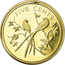 Coin, Belize, 5 Cents, 1974, Franklin Mint, Proof, MS(65-70), Nickel-brass