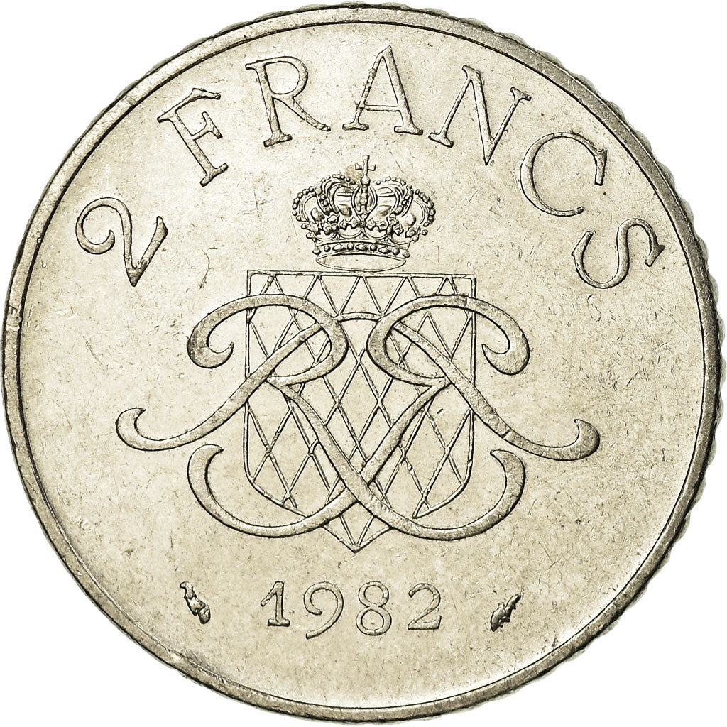 Coin, Monaco, Rainier III, 2 Francs, 1982, EF(40-45), Nickel, KM:157