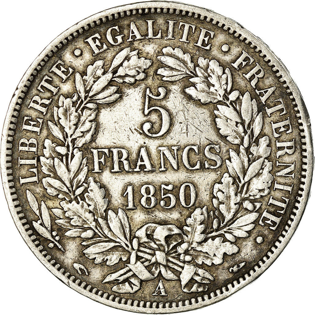 Coin, France, Cérès, 5 Francs, 1850, Paris, VF(30-35), Silver, KM:761.1