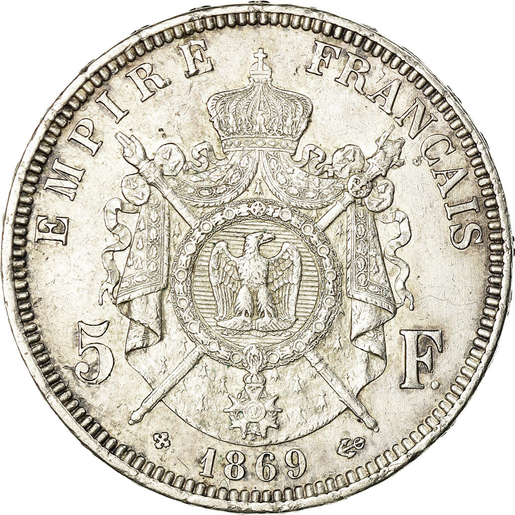 Coin, France, Napoléon III, 5 Francs, 1869, Strasbourg, EF(40-45), Silver