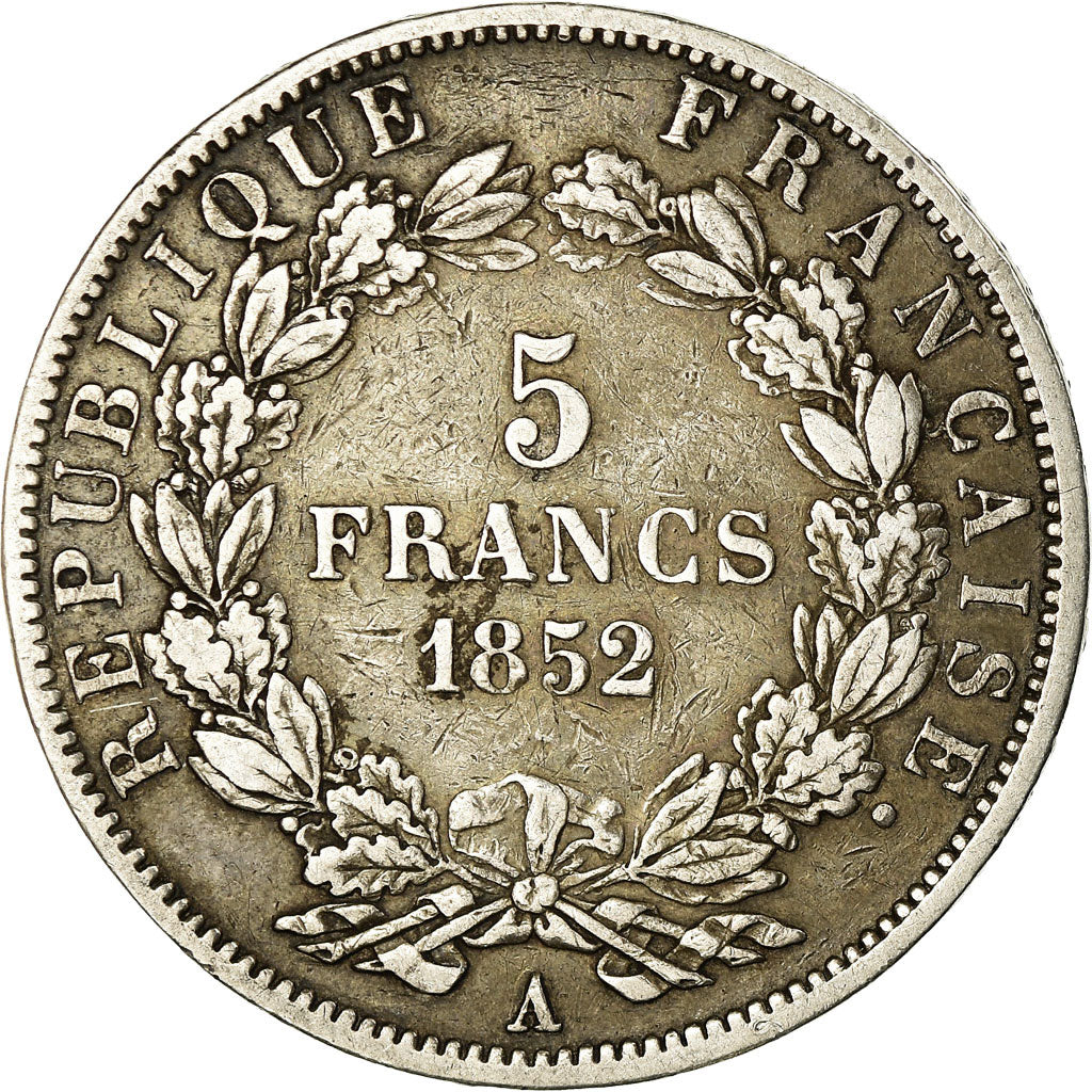 Coin, France, Napoléon III, 5 Francs, 1852, Paris, VF(30-35), Silver, KM:773.1