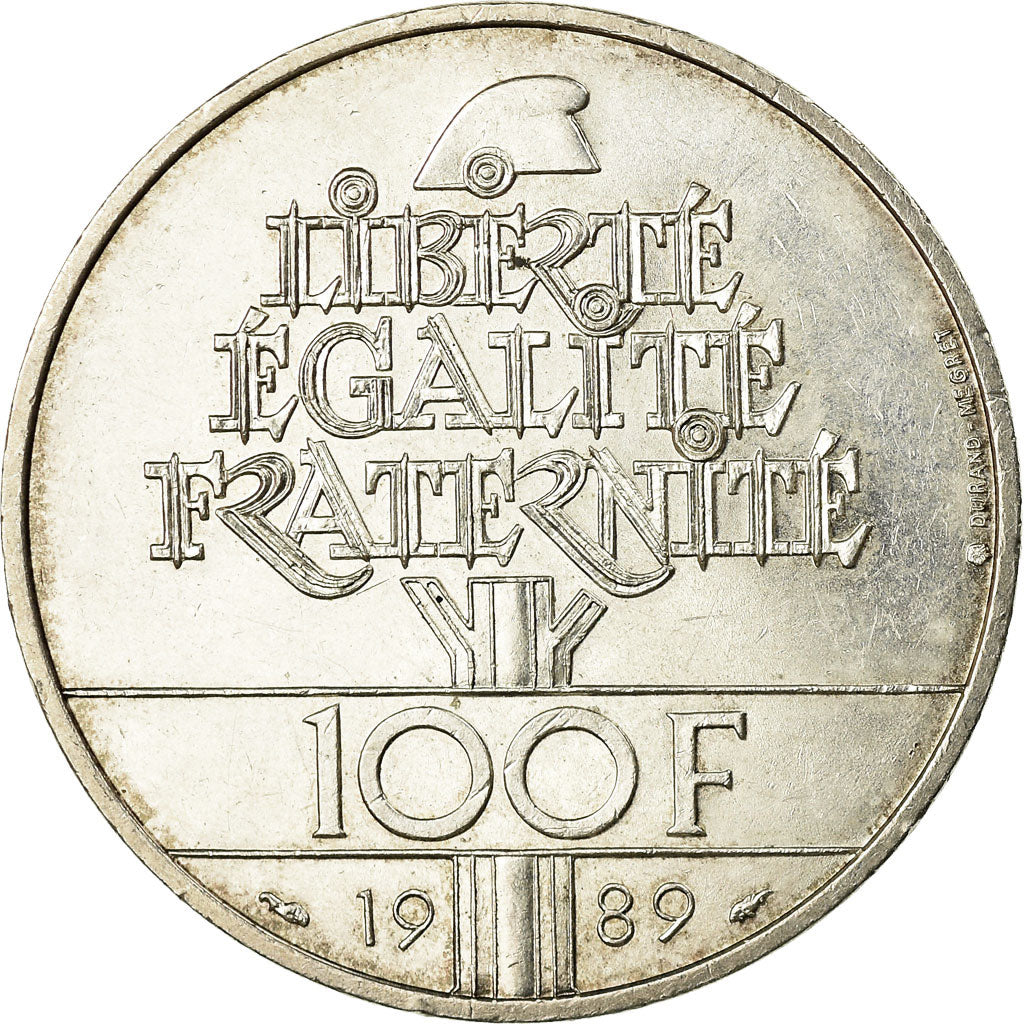 Munten, Frankrijk, Droits de l'Homme, 100 Francs, 1989, ZF, Zilver, KM:970