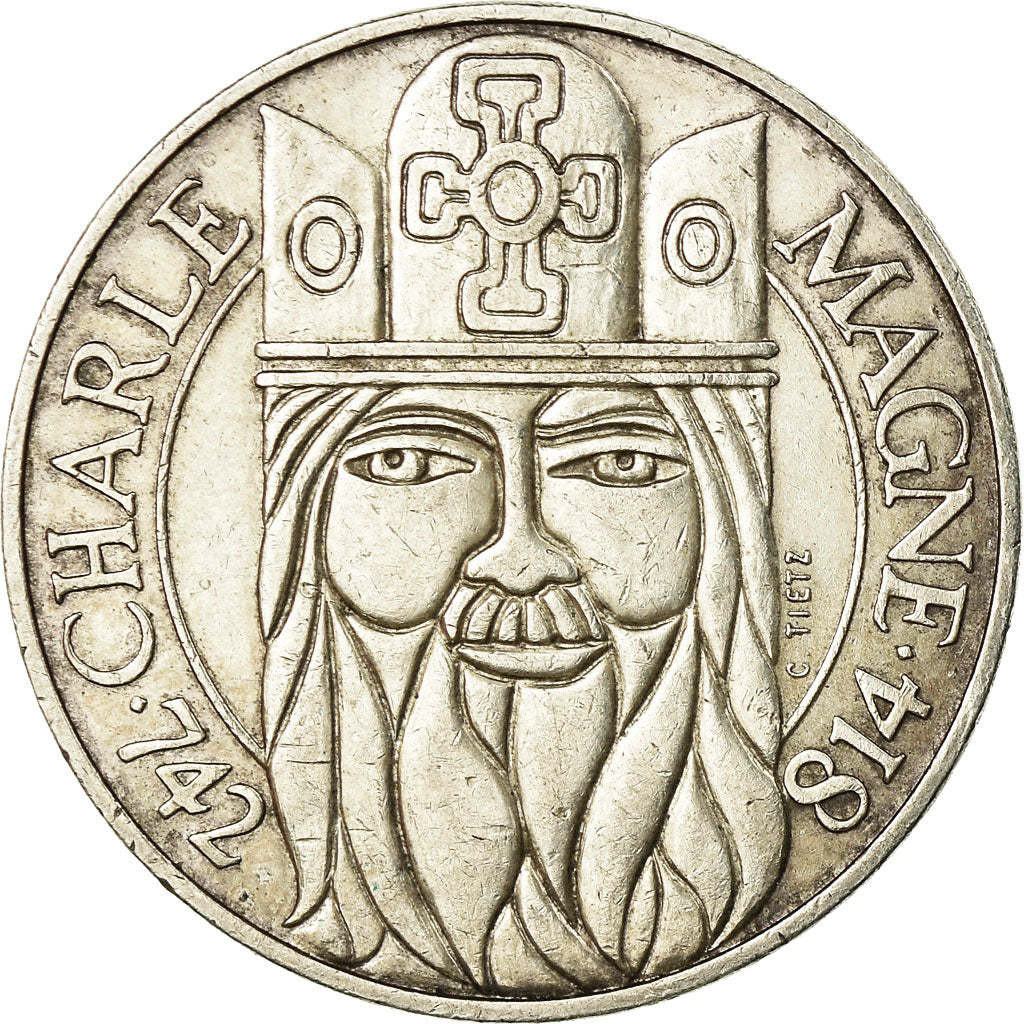 Coin, France, Charlemagne, 100 Francs, 1990, EF(40-45), Silver, KM:982