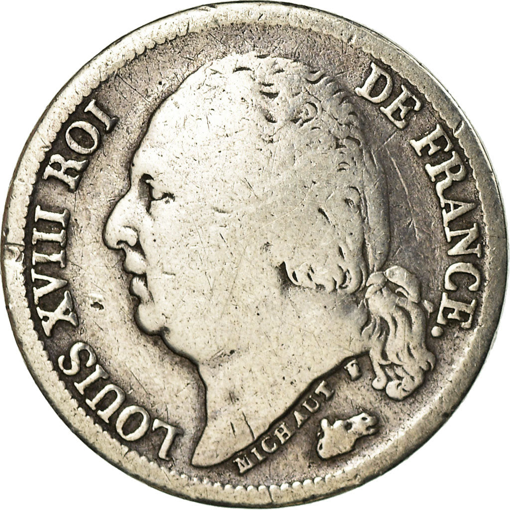 Monnaie, France, Louis XVIII, Louis XVIII, 1/2 Franc, 1824, Paris, TB, Argent