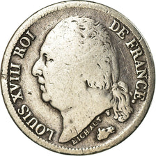 Monnaie, France, Louis XVIII, Louis XVIII, 1/2 Franc, 1824, Paris, TB, Argent