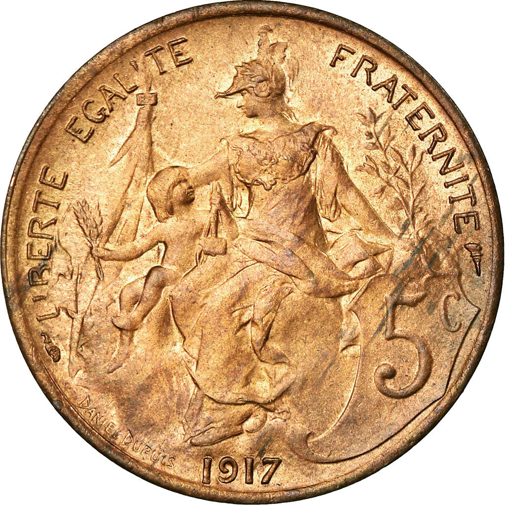 Monnaie, France, Dupuis, 5 Centimes, 1917, Paris, SUP, Bronze, Gadoury:165
