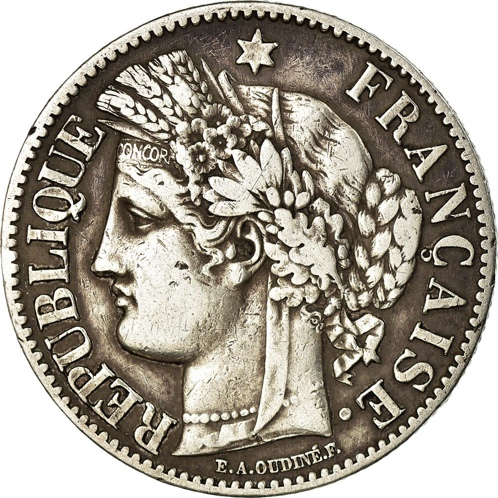 Coin, France, Cérès, 2 Francs, 1871, Paris, VF(30-35), Silver, KM:817.1
