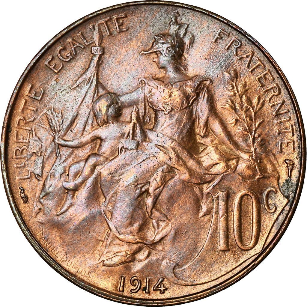 Coin, France, Dupuis, 10 Centimes, 1914, Paris, AU(55-58), Bronze, KM:843