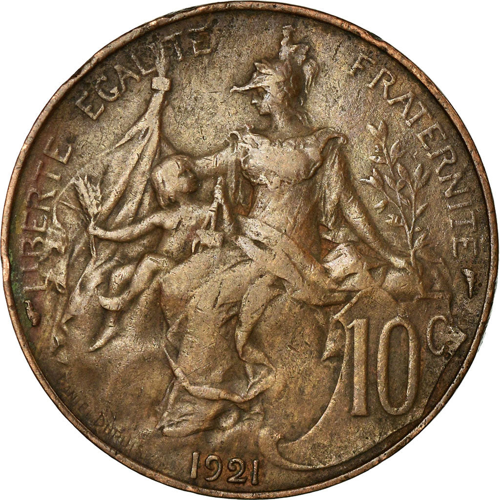 Moeda, França, Dupuis, 10 Centimes, 1921, Paris, VF(30-35), Bronze, KM:843