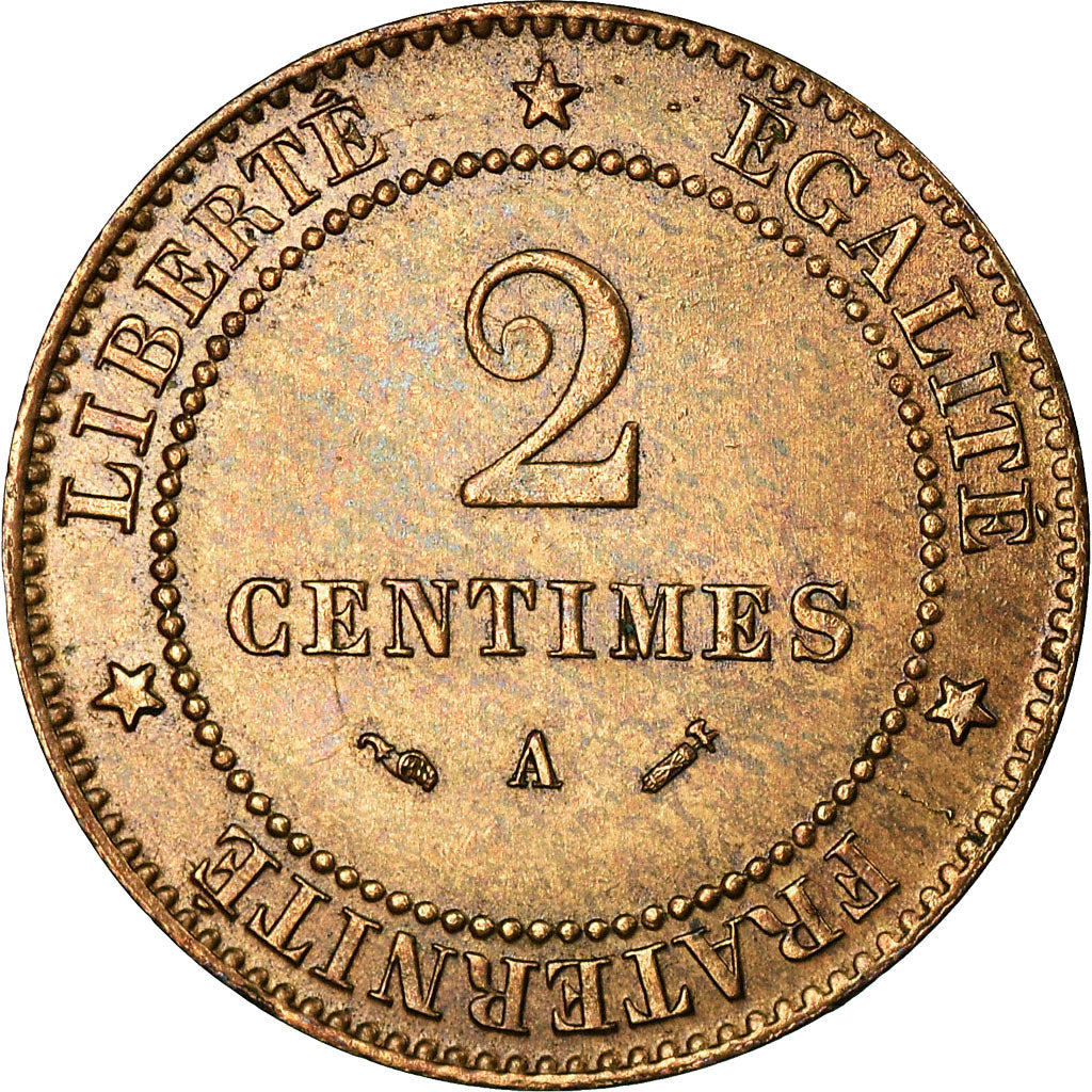 Coin, France, Cérès, 2 Centimes, 1884, Paris, AU(50-53), Bronze, KM:827.1