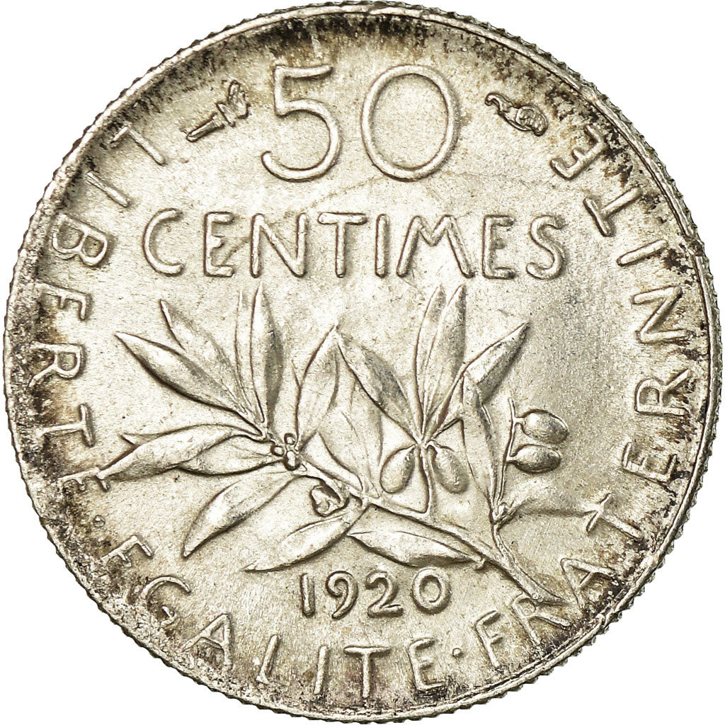 Monnaie, France, Semeuse, 50 Centimes, 1920, Paris, TTB, Argent, Gadoury:420