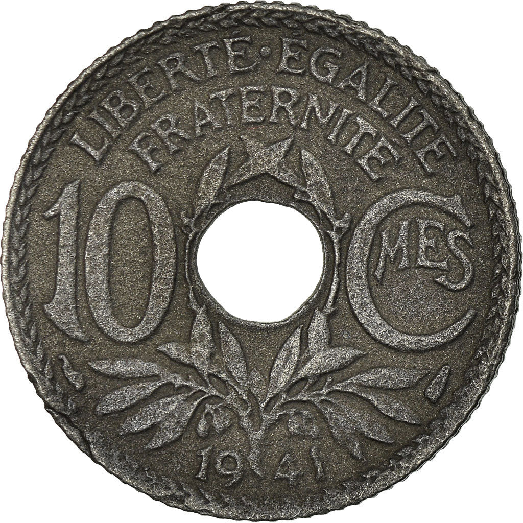 Moneda, Francia, 10 Centimes, 1941, Paris, BC+, Cinc, KM:895, Gadoury:288