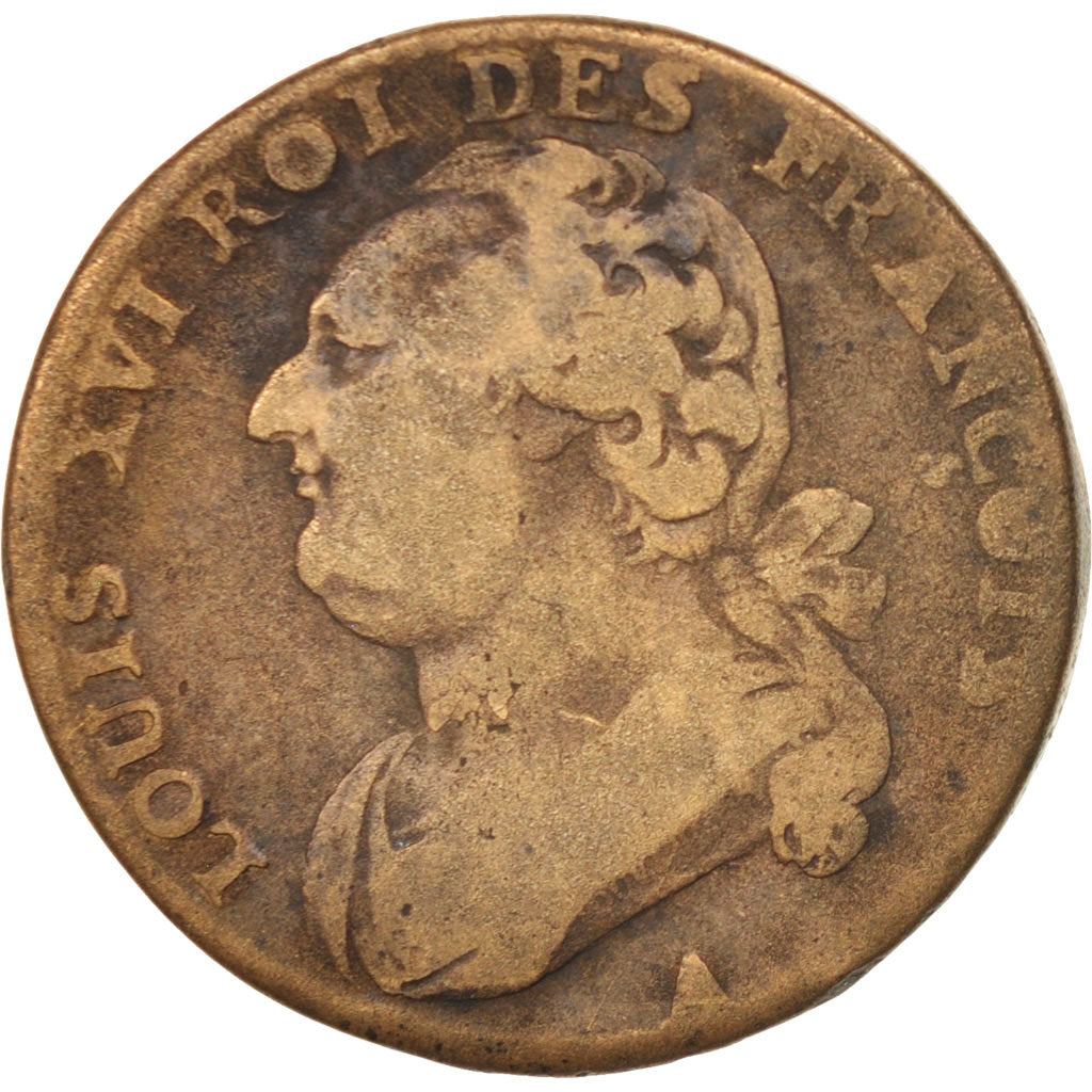 Coin, France, 12 deniers françois, 12 Deniers, 1792, Paris, VF(20-25), Bronze