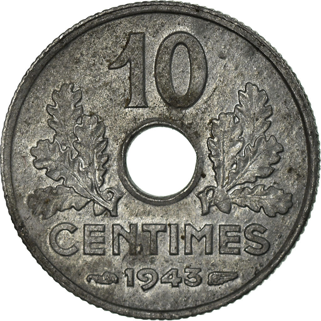 Monnaie, France, État français, 10 Centimes, 1943, Paris, TB+, Zinc, KM:903