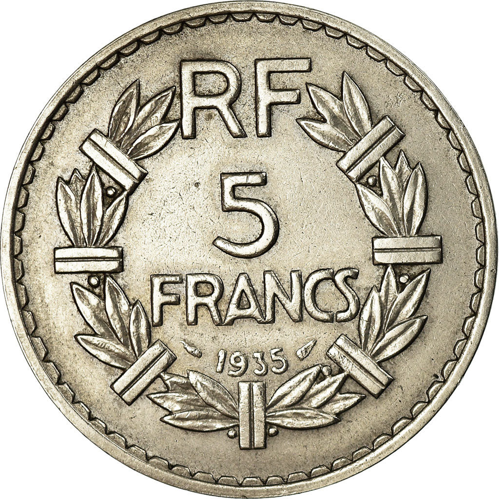 Moneda, Francia, Lavrillier, 5 Francs, 1935, Paris, EBC, Níquel, KM:888