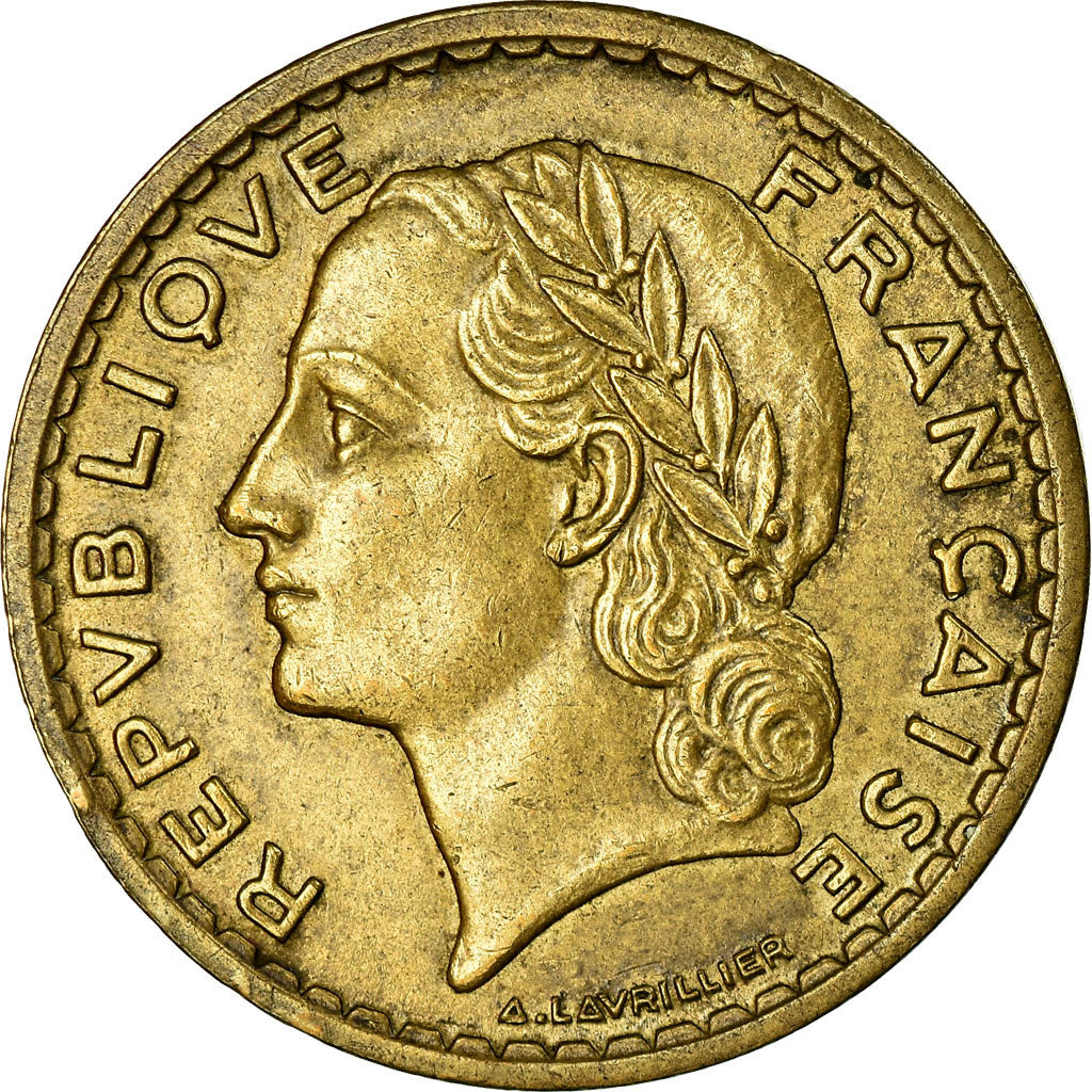 Moneda, Francia, Lavrillier, 5 Francs, 1940, Paris, MBC, Aluminio - bronce